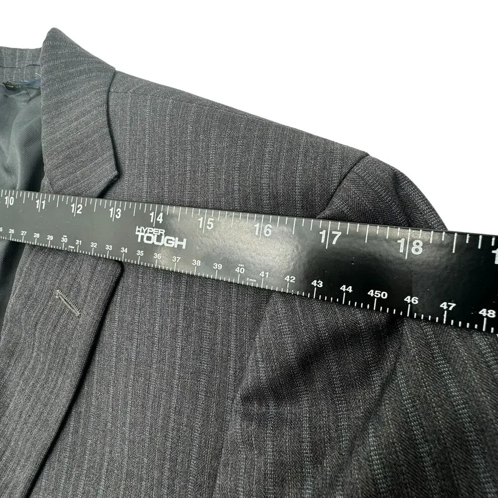 BROOKS BROTHERS Mens 43L Charcoal Gray Stripe Wool Blazer Suit Jacket 1818 Italy